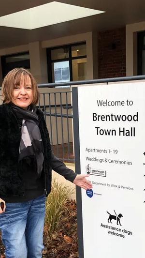 Image courtesy of Brentwood Borough Council Cllr Karen Chilvers welcomes the new signage
