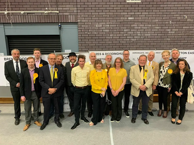Image courtesy of Martin Cuthbert Lib Dems celebrating in Brentwood