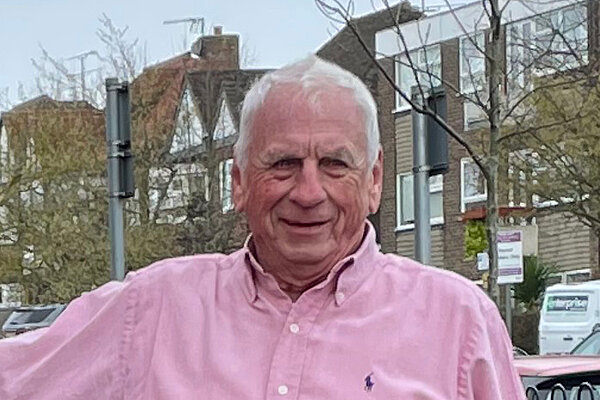 Barry Aspinell in front of Shenfield Library